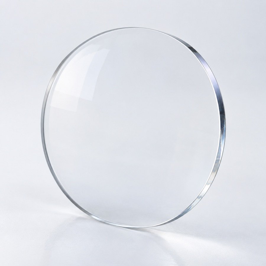 A single vision spectacle lens, clear and uniform across its whole surface